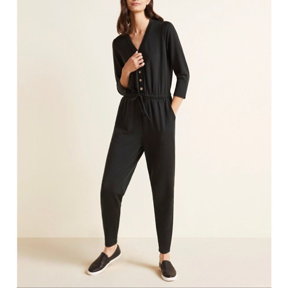 NWOT Garnett HIll Traverse Knit Front Button Jumpsuit One Piece Romper Women's M